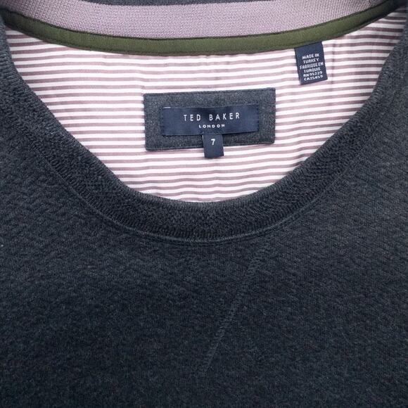 TED BAKER Gray Long Sleeve Crew Neck Sweater  Textured Pullover Gray 7 3XL - Picture 3 of 5